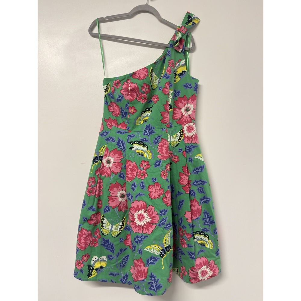 RSVP by Talbots Women's One Shoulder Fit and Flare Dress Sz 10 Green Floral #42‎ - Picture 2 of 10